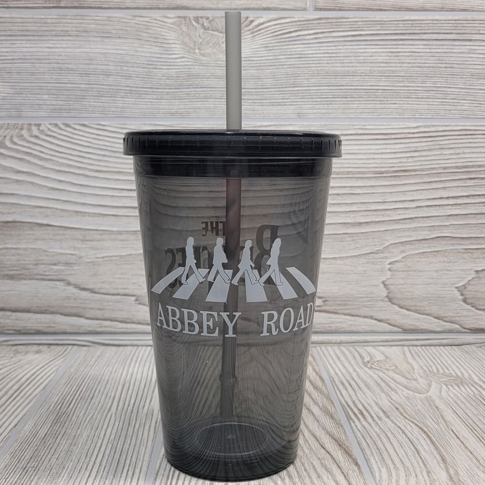The Beatles Abbey Road Tumbler‎ Cup 16oz Smoke Gray Plastic 2012 Travel Drink